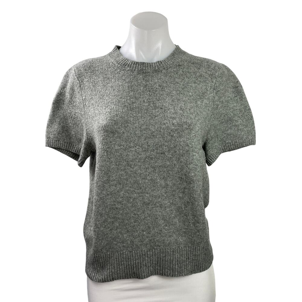 Abercrombie & Fitch Women's Gray Wool Short Sleeve Knit Crewneck Sweater Top M